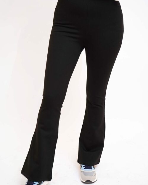Leggings Patte d'éléphant à nervure avec bouton