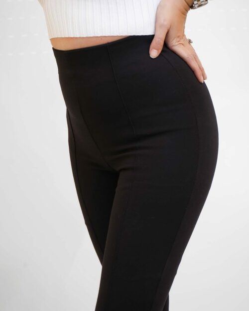 Leggings Patte d'éléphant à nervure avec bouton